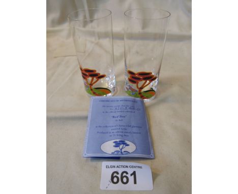  Sale Item:    2 CLARICE CLIFF SOIREE  HI BALL GLASSES  Vat Status:   No Vat   Buyers Premium:  This lot is subject to a Buye