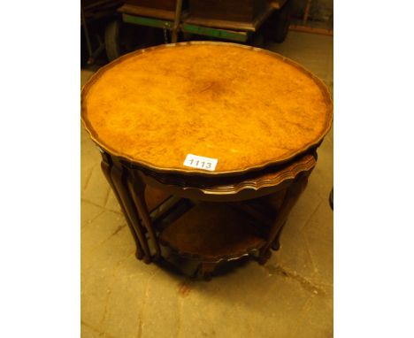  Sale Item:    PIE CRUST BURR WALNUT NEST OF TABLES  Vat Status:   No Vat   Buyers Premium:  This lot is subject to a Buyers 
