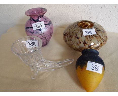  Sale Item:    CRYSTAL HORN 2 VASES & LAMPSHADE   Vat Status:   No Vat   Buyers Premium:  This lot is subject to a Buyers Pre