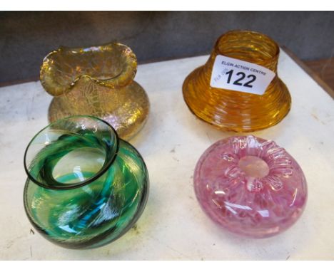  Sale Item:    4 COLOURED GLASS VASES (AF)   Vat Status:   No Vat   Buyers Premium:  This lot is subject to a Buyers Premium 