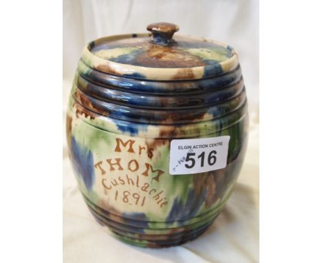  Sale Item:    SETON POTTERY JAR MRS THOM CUSHLACHIE 1891  Vat Status:   No Vat   Buyers Premium:  This lot is subject to a B