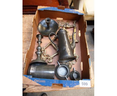  Sale Item:    BOX BRASS EASELS PEWTER WARE ETC   Vat Status:   No Vat   Buyers Premium:  This lot is subject to a Buyers Pre