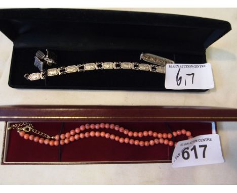  Sale Item:    SILVER BRACELET PENDANT CUFF LINKS & CORAL NECKLACE  Vat Status:   No Vat   Buyers Premium:  This lot is subje