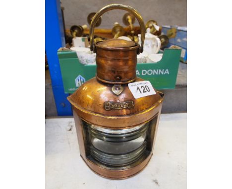  Sale Item:    COPPER SHIPS LAMP   Vat Status:   No Vat   Buyers Premium:  This lot is subject to a Buyers Premium of 15% + V