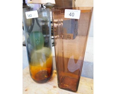  Sale Item:    2 LARGE GLASS VASES   Vat Status:   No Vat   Buyers Premium:  This lot is subject to a Buyers Premium of 15% +