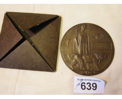  Sale Item:    W W 1 DEATH PLAQUE   Vat Status:   No Vat   Buyers Premium:  This lot is subject to a Buyers Premium of 15% + 