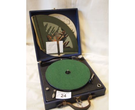  Sale Item:    PORTABLE GUINIPHONE GRAMOPHONE WITH CARBOARD HORN  Vat Status:   No Vat   Buyers Premium:  This lot is subject