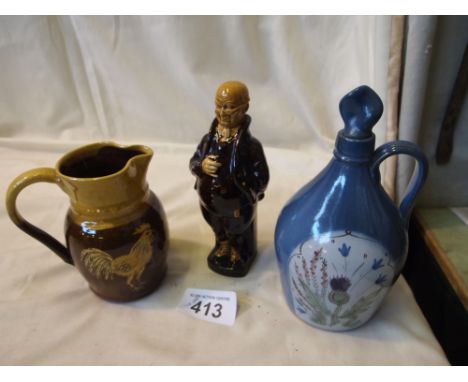  Sale Item:    COCKEREL JUG BUCHAN DECANTER & MAN FIGURE  Vat Status:   No Vat   Buyers Premium:  This lot is subject to a Bu