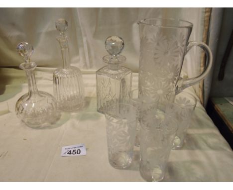  Sale Item:    3 DECANTERS & LEMONADE SET   Vat Status:   No Vat   Buyers Premium:  This lot is subject to a Buyers Premium o
