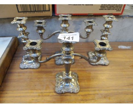  Sale Item:    PLATED CANDLEABRA & CANDLESTICKS   Vat Status:   No Vat   Buyers Premium:  This lot is subject to a Buyers Pre