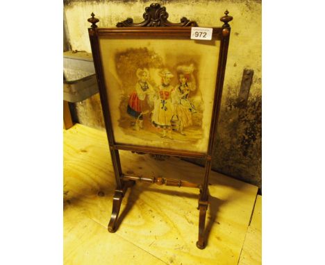  Sale Item:    MAHOGANY TAPESTRY FIRE SCREEN   Vat Status:   No Vat   Buyers Premium:  This lot is subject to a Buyers Premiu