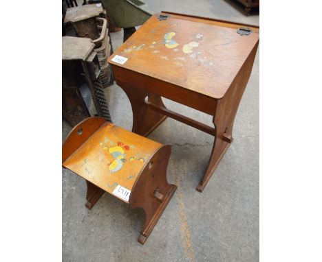  Sale Item:    CHILDS DESK & STOOL   Vat Status:   No Vat   Buyers Premium:  This lot is subject to a Buyers Premium of 15% +