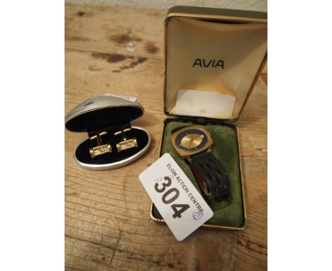  Sale Item:    PAIR CUFFLINKS & BOXED WATCH   Vat Status:   No Vat   Buyers Premium:  This lot is subject to a Buyers Premium