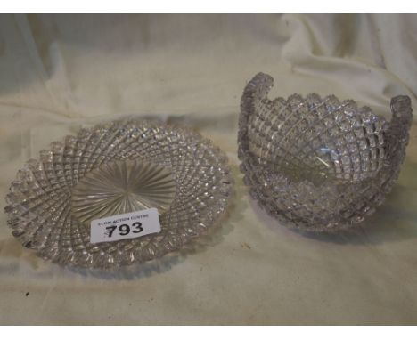  Sale Item:    CUT GLASS PLATE & BOWL   Vat Status:   No Vat   Buyers Premium:  This lot is subject to a Buyers Premium of 15