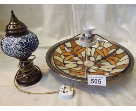 Sale Item:    BOX TIFFANY STYLE HANGING LIGHT & SMALL LAMP  Vat Status:   No Vat   Buyers Premium:  This lot is subject to a