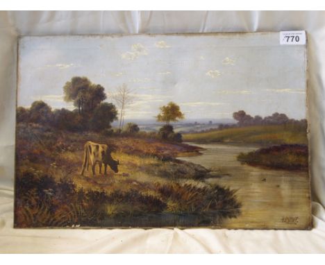  Sale Item:    OIL PAINTING RIVER SCENE BY H POTTER  Vat Status:   No Vat   Buyers Premium:  This lot is subject to a Buyers 