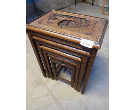  Sale Item:    NEST 4 CARVED TABLES   Vat Status:   No Vat   Buyers Premium:  This lot is subject to a Buyers Premium of 15% 
