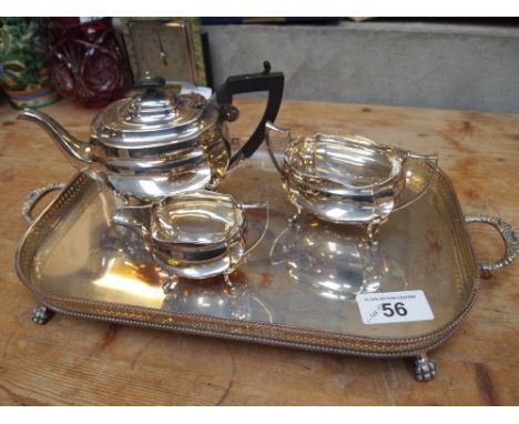 Sale Item:    E P TEA SERVICE & GALLERY TRAY   Vat Status:   No Vat   Buyers Premium:  This lot is subject to a Buyers Premi