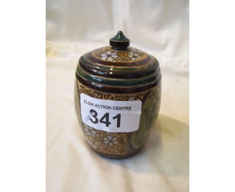  Sale Item:    DOULTON LAMBETH JAR & COVER   Vat Status:   No Vat   Buyers Premium:  This lot is subject to a Buyers Premium 