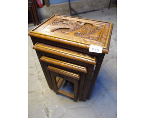  Sale Item:    NEST 4 CARVED TABLES   Vat Status:   No Vat   Buyers Premium:  This lot is subject to a Buyers Premium of 15% 