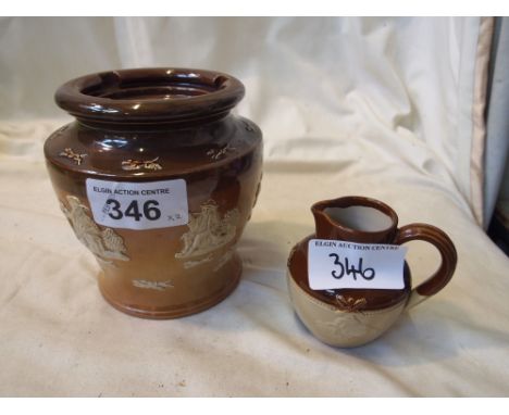  Sale Item:    DOULTON STONEWARE JAR & JUG   Vat Status:   No Vat   Buyers Premium:  This lot is subject to a Buyers Premium 