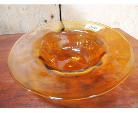  Sale Item:    AMBER GLASS DISH 15" DIAMETER   Vat Status:   No Vat   Buyers Premium:  This lot is subject to a Buyers Premiu