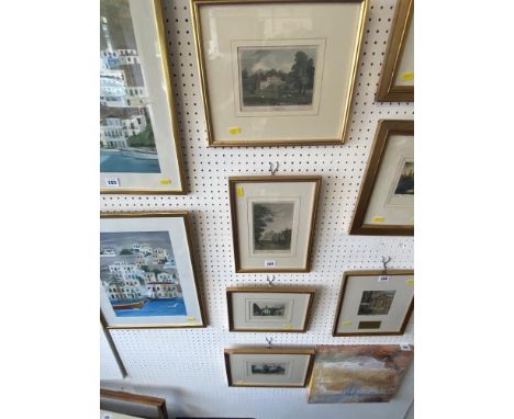 Four framed 1900 copper etching, local interest