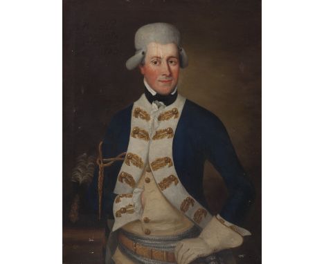 18th century German school."portrait of a gentleman".Oil on canvas. Re-coloured.With the inscription of the personage "G. Hv.