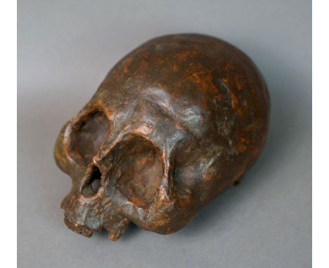 Italian school of the 18th century.Skull "Memento mori", 1735.Patinated terracotta.Contains monogram "A", dated.Measurements: