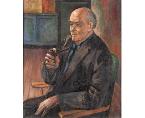 20th Century School -
Man smoking a pipe -
Oil on board -
42 x 35cm -
Provenance: By descent from James (Jim) O'Connor, Edwar