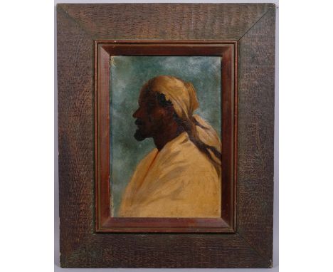 Portrait of an Arab, late 19th/early 20th century oil on canvas, unsigned, 38cm x 26cm, framedCanvas is slightly loose on the