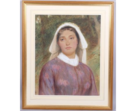 Charles Sillem Lidderdale (1831 - 1895), portrait of a woman, watercolour, signed with monogram dated '84, 52cm x 41cm, frame