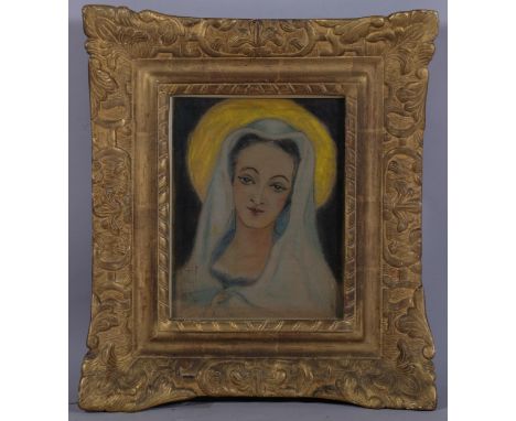 Portrait of the Madonna, 20th century oil on canvas laid on board, unsigned, 25cm x 19cm, framedGood condition 