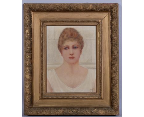 **DESCRIPTION CHANGE** *Attributed to* F P Barraud (1856 - 1924), Classical portrait of a woman, signed with monogram and ind