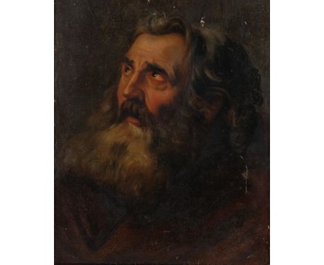 18th/19th century Classical portrait of a man, oil on canvas, unsigned, 40cm x 32cm, unframedCanvas has been laid down onto a
