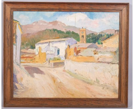 Philip Naviasky (1894 - 1983), Suller Majorca, oil on board, signed and inscribed verso, 43cm x 53cm, framedSeveral light sur