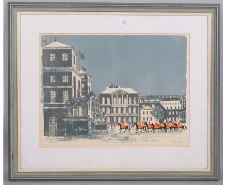 Robert Tavener (1920 - 2004), Horse Guards Parade (no. 3), winter, colour screenprint, signed in pencil, artist's proof, imag