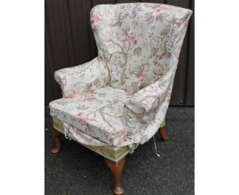 A Georgian open armchair, with pierced splat and tapestry drop in seat.