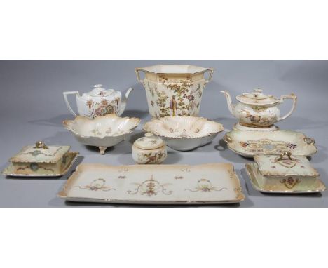 Various Crown Ducal Crown Devon Fieldings and other similar wares, to include teapot on stand, 20cm high, butter dish, jardin