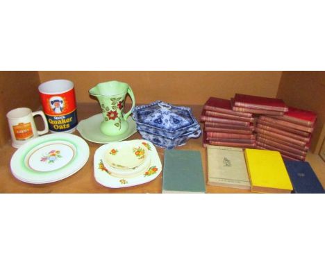 Sundry items, to include a quick Quaker oats storage jar, Maling Brocade water jug, part tea service, various dinner plates, 
