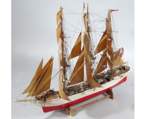 A mid 20thC model of a sailing ship, believed to be The Heldos, 50cm wide.