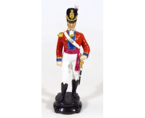 A Royal Worcester figure, Officer Of The Coldstream Guards, 1815, no. 2676, printed marks beneath, 33cm high.