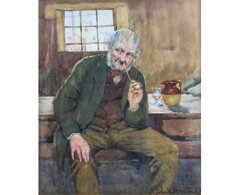 John Rennie McKenzie Houston RSW (Scottish 1856-1932): Old Scotsman Smoking a Pipe, watercolour signed 29cm x 24cmCondition R