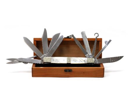 Stan Shaw / William Rodgers (Sheffield); An Impressive Eleven Piece Exhibition Knife Stamped No. 3, including six blades of d