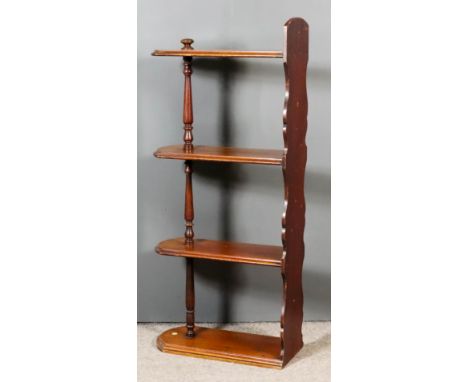 A Late Victorian Mahogany Four-Tier Open Shelf, retailed by Parnall &amp; Company, 43 Dutton Street, Manchester, the rectangu