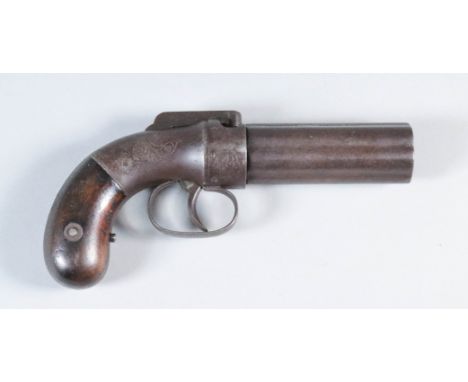 A Good 19th Century .32 Calibre 5 Shot Percussion Revolving Pepperbox Pistol by Allen &amp; Thurber of Worcester, 4ins plain 