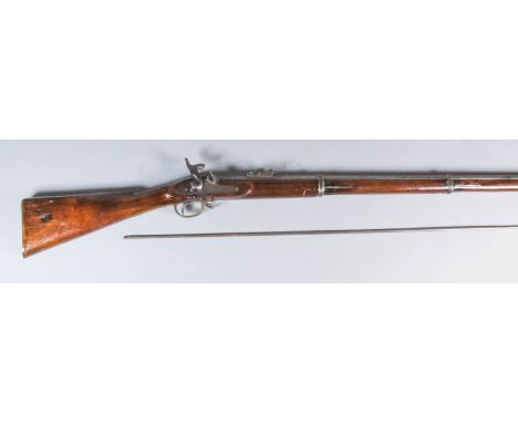 A Good .60 Calibre Three Band Enfield Rifle, 38ins bright steel barrel fitted with elevating leaf sights, bright steel lock s