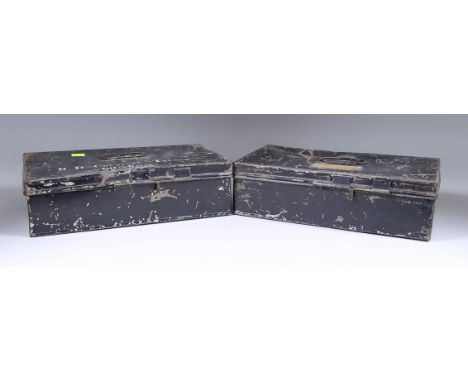A Busby Tin - C. W. Fladgate, King's Royal Rifles, and busby tin - Captain R .D. Chevenix-Trench, 60th Rifles (both empty)