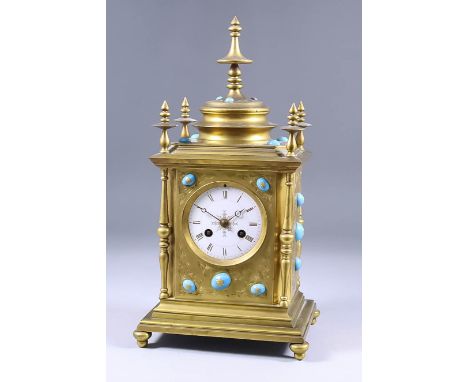 A 19th Century French Gilt Brass Cased Mantel Clock, by Vincenti &amp; Cie of Paris, No. 124, the 3ins diameter white enamel 