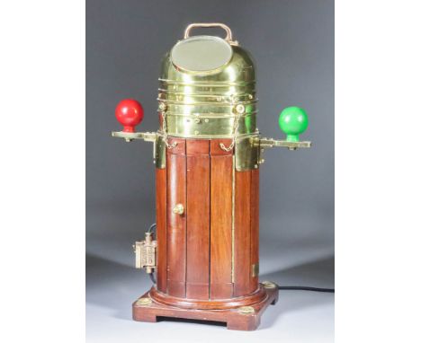 A Ship's Binnacle used on offshore motor torpedo Boats or RAF offshore rescue launches, with wooden stand, brass hood housing